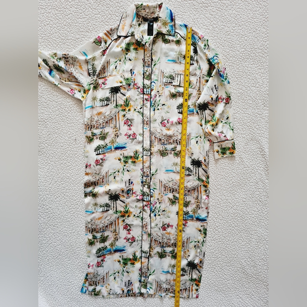 SMYTHE Cote d'Azur Floral Print Long Sleeve Shirt Dress Size XS Org $650 - Picture 14 of 15